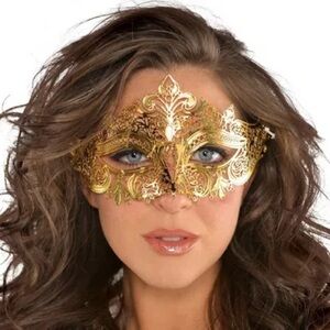 Gold Metal Filigree Mask NWT